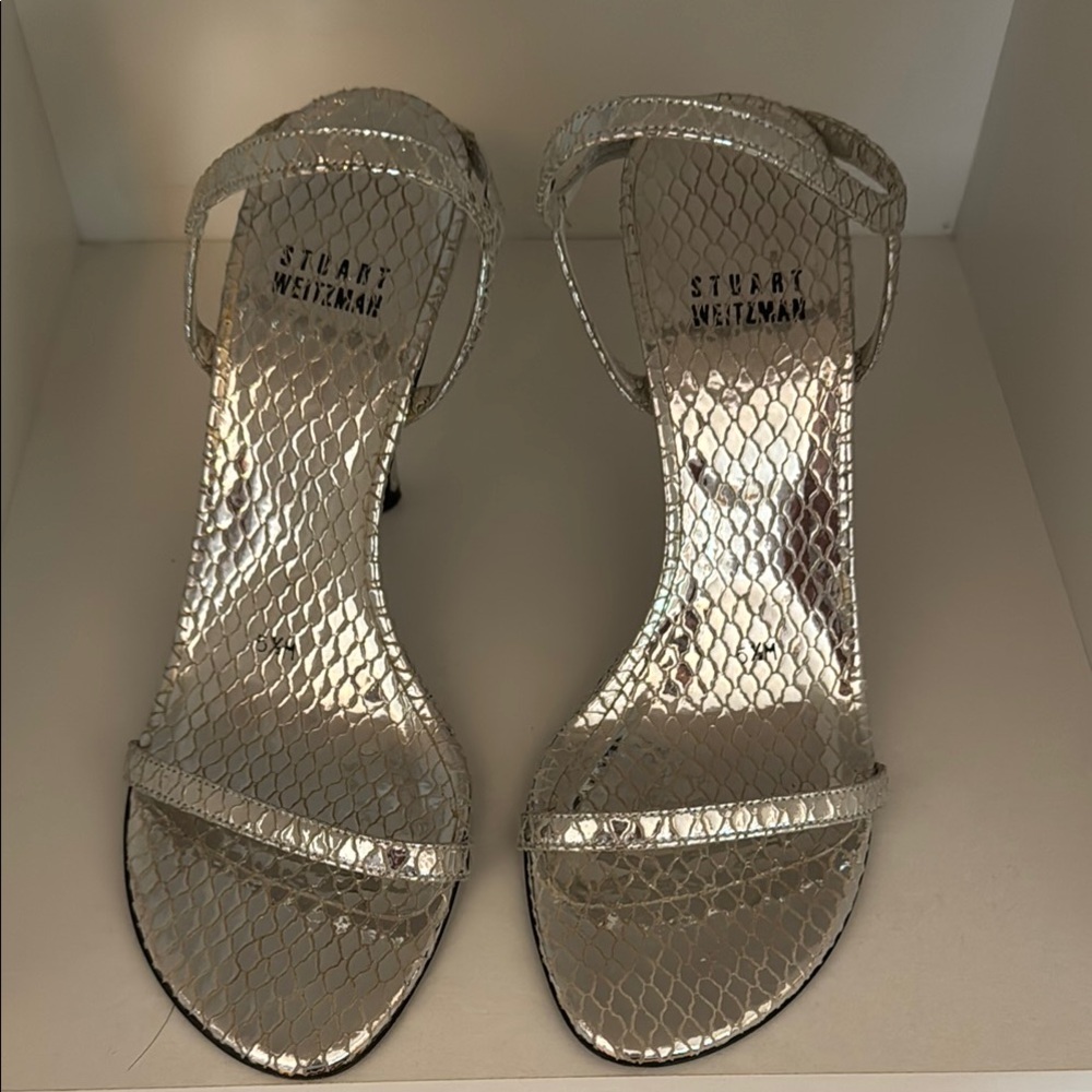 Stuart Weitzman Silver Heeled Glamour Shoes